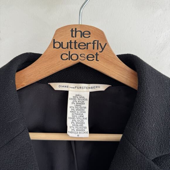 diane von furstenberg 100% Wool Black Pants Pleated Size 10 17-30811 - Picture 5 of 5